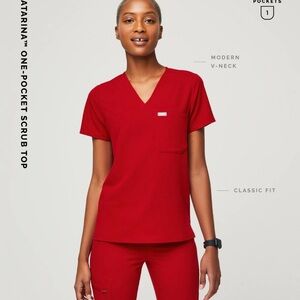 Figs Red Fitted Jogger Scrub Set
